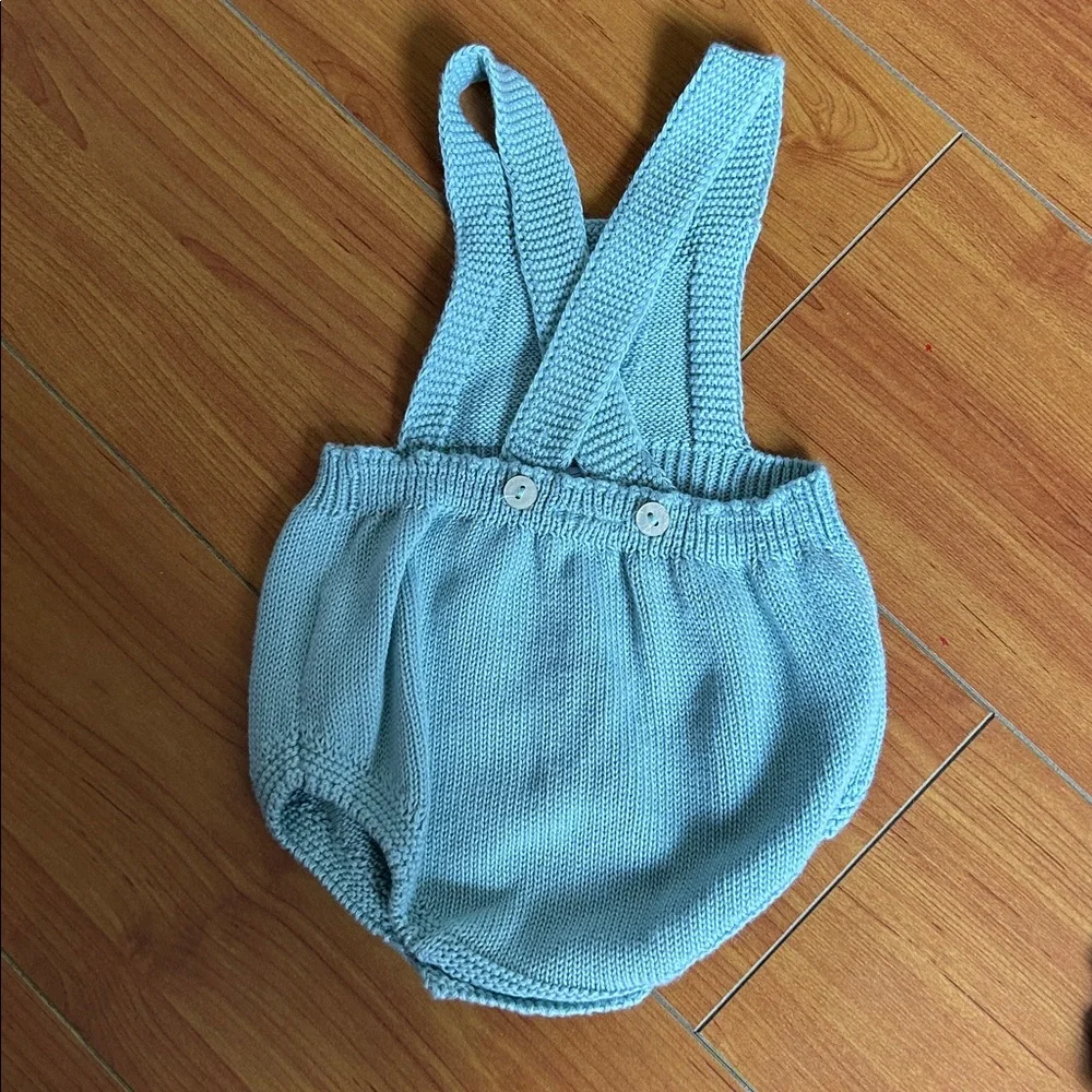 Pepa London Knot Romper & Blue Check Bloomers Newborn